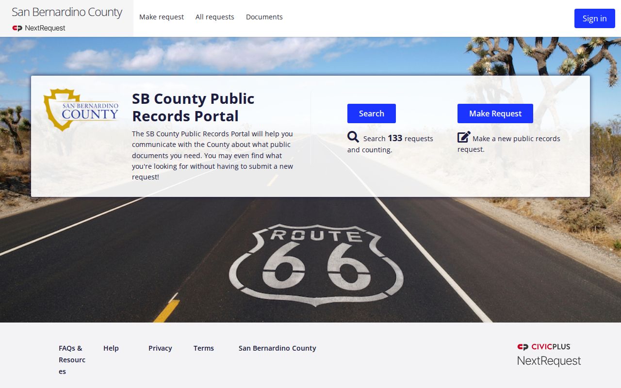 San Bernardino County arrest record NextRequest portal
