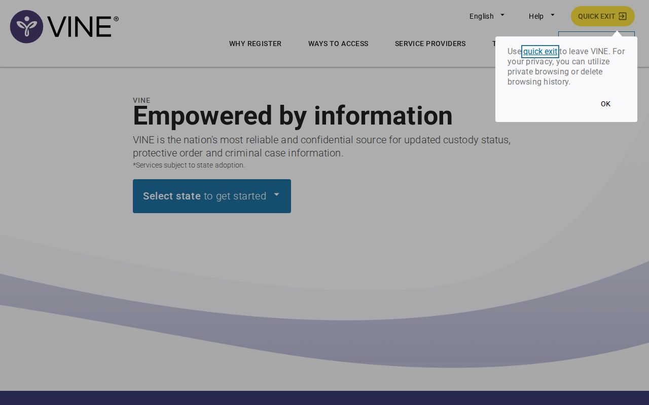 San Bernardino County VINELink custody search entry screen